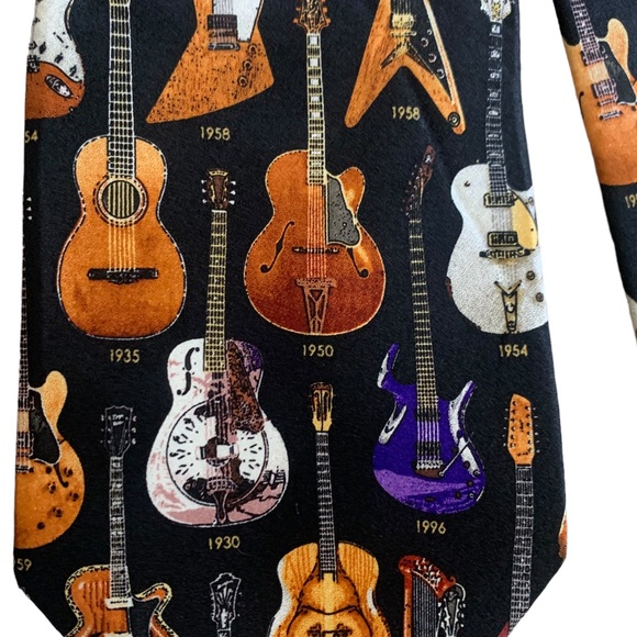 Lot of 2 Hand Made Music Inspired Men’s Ties Guitar Music Notes Prints - Picture 3 of 10